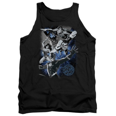Jla-Galactic Attack Nebula Adult Tank Top - Black - Small