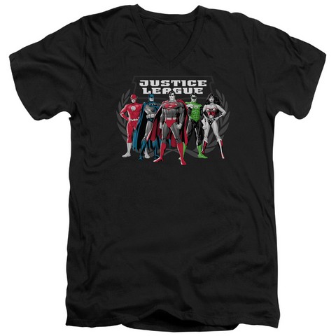 Jla-The Big Five Short Sleeve Adult V-Neck 30-1 Tee- Black - Medium