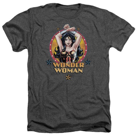 Jla-Powerful Woman Adult Heather Tee- Charcoal - Medium