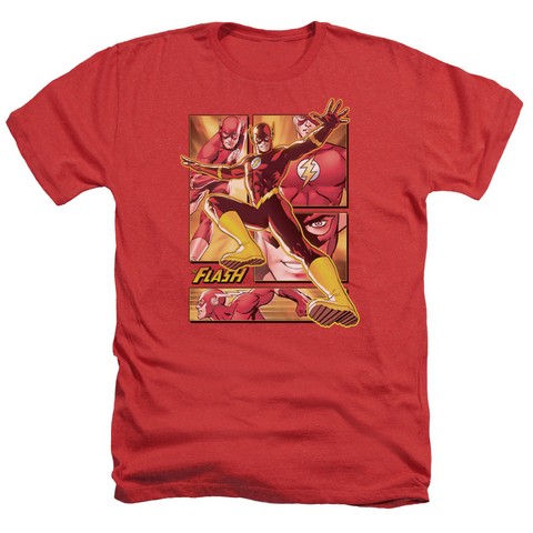 Jla-Flash Adult Heather Tee- Red - Small