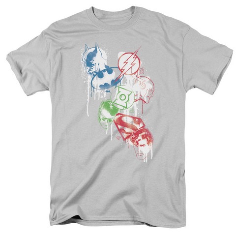 Jla-Splatter Icons Short Sleeve Adult 18-1 Tee- Silver - Medium