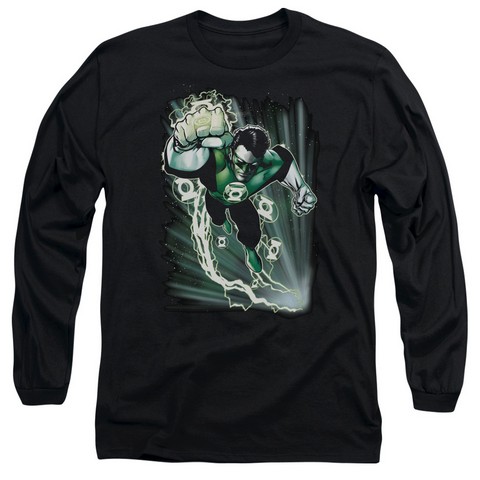 Jla-Emerald Energy Long Sleeve Adult 18-1 Tee- Black - Medium