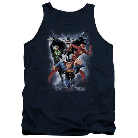 Jla-The Coming Storm Adult Tank Top- Navy - Medium