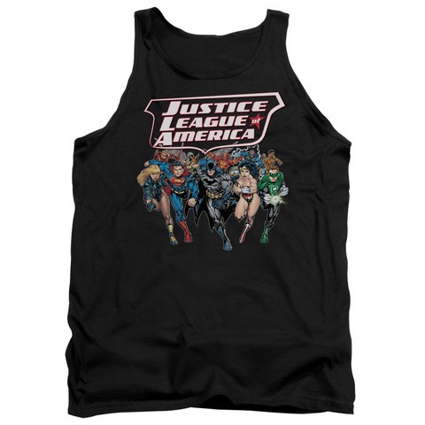 Jla-Charging Justice Adult Tank Top- Black - 2X