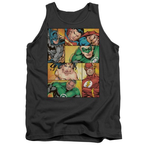 Jla-Hero Boxes Adult Tank Top- Charcoal - Medium