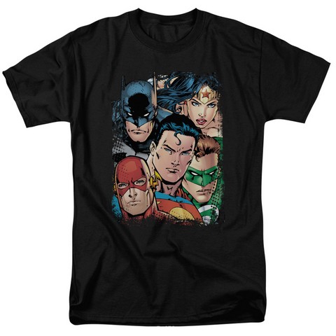 Jla-Up Close And Personal Short Sleeve Adult 18-1 Tee- Black - Medium