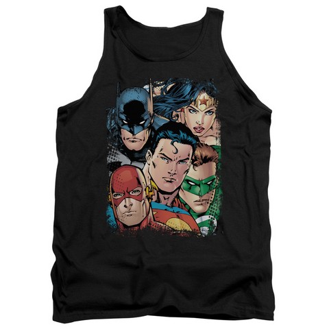 Jla-Up Close And Personal Adult Tank Top- Black - Medium