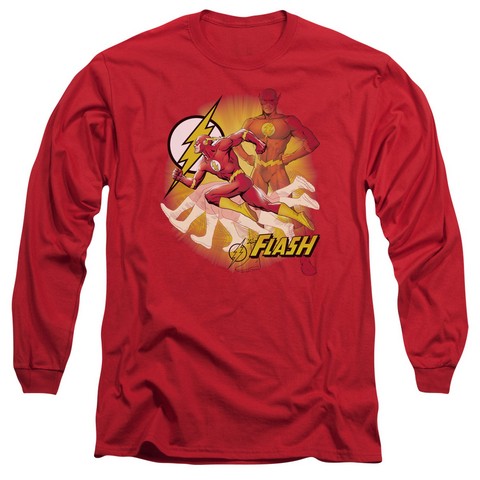 Jla-Lightning Fast Long Sleeve Adult 18-1 Tee- Red - Medium