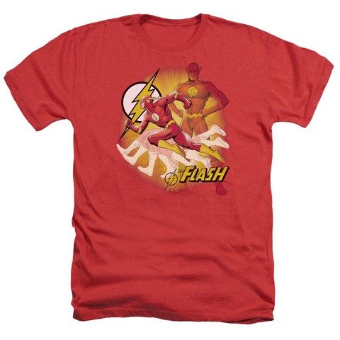 Jla-Lightning Fast Adult Heather Tee- Red - Medium