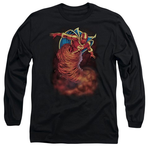 Jla-Tornado Cloud Long Sleeve Adult 18-1 Tee- Black - Large