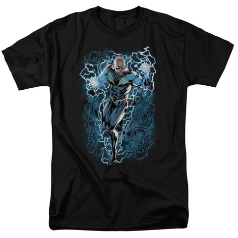 Jla-Black Lightning Bolts Short Sleeve Adult 18-1 Tee- Black - Medium