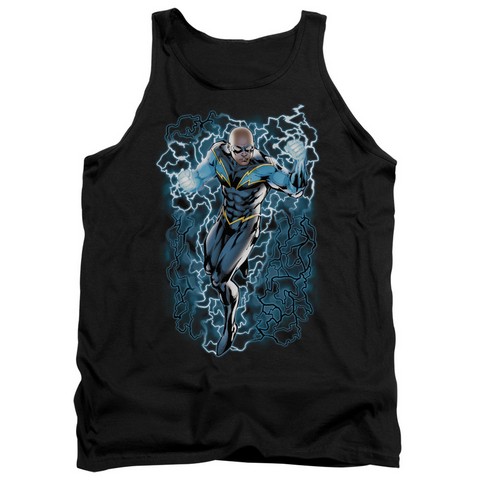 Jla-Black Lightning Bolts Adult Tank Top, Black - Medium