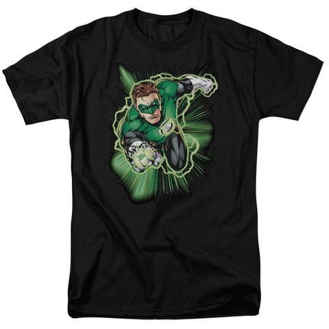 Jla-Green Lantern Energy Short Sleeve Adult 18-1 Tee- Black - Medium