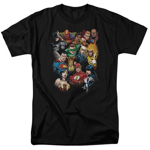 Jla-The Leagues All Here Short Sleeve Adult 18-1 Tee- Black - Medium