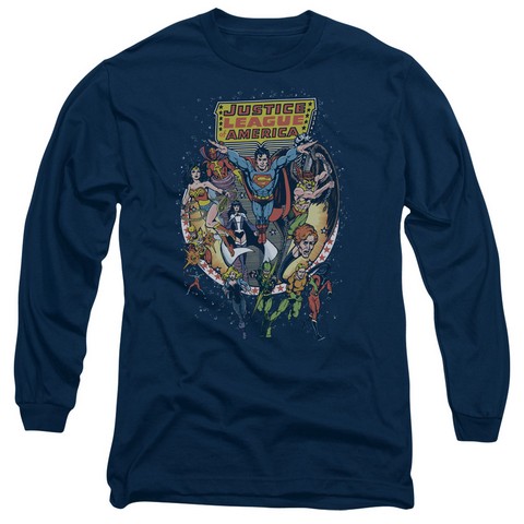Jla-Star Group Long Sleeve Adult 18-1 Tee- Navy - Large