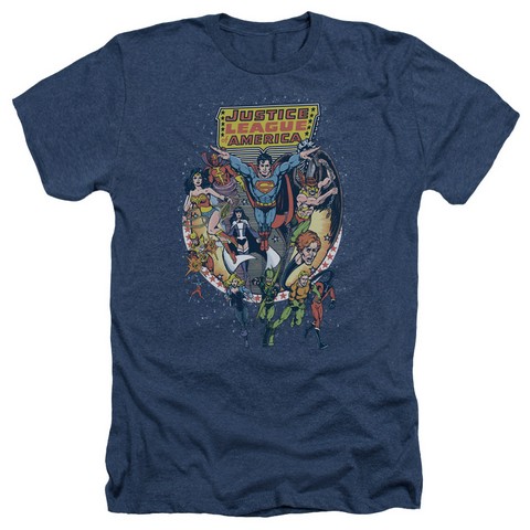 Jla-Star Group Adult Heather Tee- Navy - Large