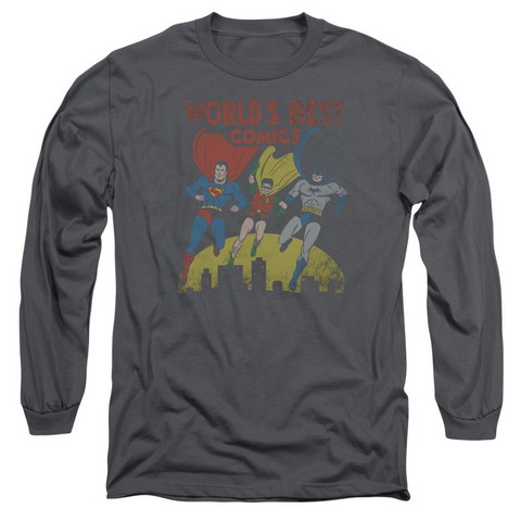 Jla-Worlds Best Long Sleeve Adult 18-1 Tee- Charcoal - Medium