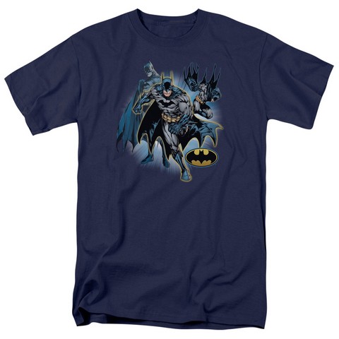 Jla-Batman Collage Short Sleeve Adult 18-1 Tee- Navy - 5X