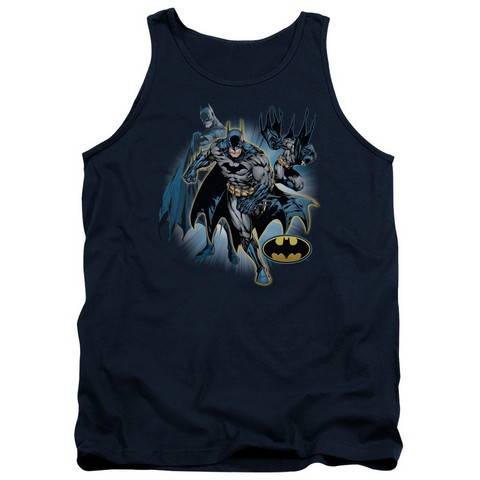 Jla-Batman Collage Adult Tank Top- Navy - XL