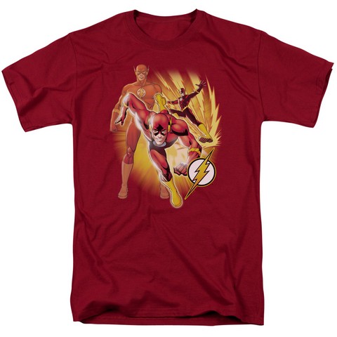 Jla-Flash Collage Short Sleeve Adult 18-1 Tee- Cardinal - Small