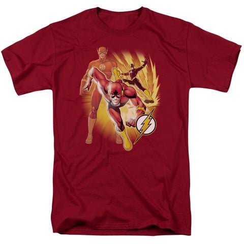 Jla-Flash Collage Short Sleeve Adult 18-1 Tee- Cardinal - Medium