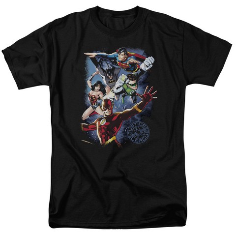 Jla-Galactic Attack Color Short Sleeve Adult 18-1 Tee- Black - 5X