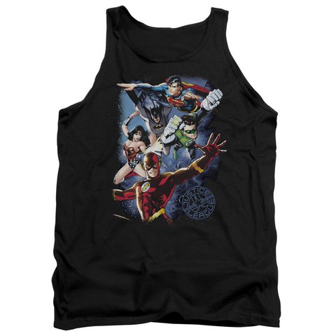 Jla-Galactic Attack Color Adult Tank Top- Black - Small