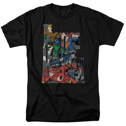 Jla-Lettered League Short Sleeve Adult 18-1 Tee- Black - Medium