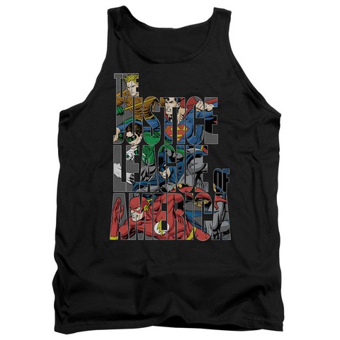 Jla-Lettered League Adult Tank Top- Black - Small