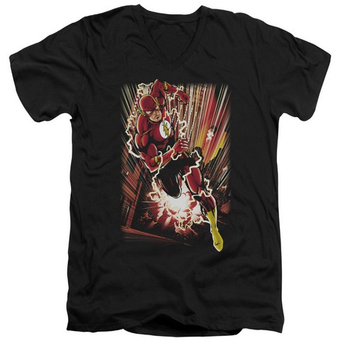 Jla-Street Speed Short Sleeve Adult V-Neck 30-1 Tee- Black - Large