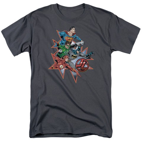 Jla-Starburst Short Sleeve Adult 18-1 Tee- Charcoal - Medium