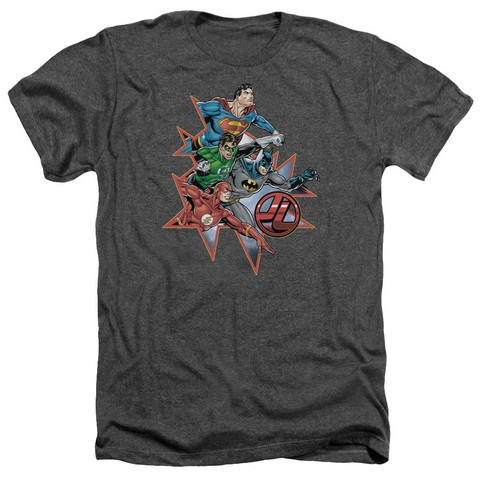 Jla-Starburst Adult Heather Tee- Charcoal - Medium