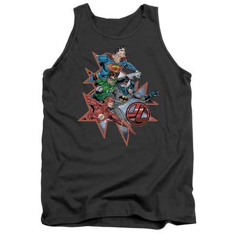 Jla-Starburst Adult Tank Top- Charcoal - Medium
