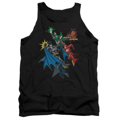 Jla-Action Stars Adult Tank Top- Black - Small
