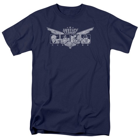 Jla-Justice Wings Short Sleeve Adult 18-1 Tee- Navy - Medium