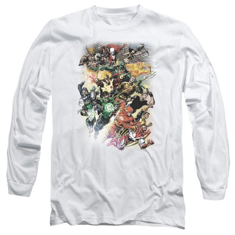 Jla-Brightest Day No. 0 Long Sleeve Adult 18-1 Tee- White - Medium