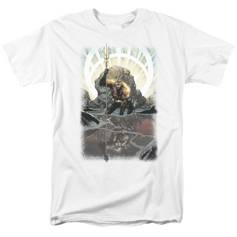 Jla-Brightest Day Aquaman Short Sleeve Adult 18-1 Tee- White - Medium
