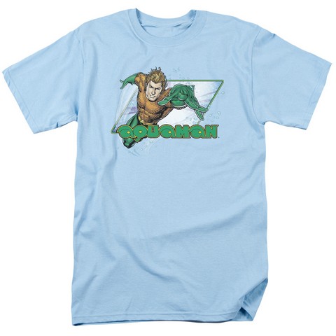 Jla-Aquaman Short Sleeve Adult 18-1 Tee- Light Blue - Medium