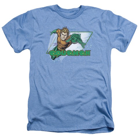 Jla-Aquaman Adult Heather Tee- Light Blue - 2X