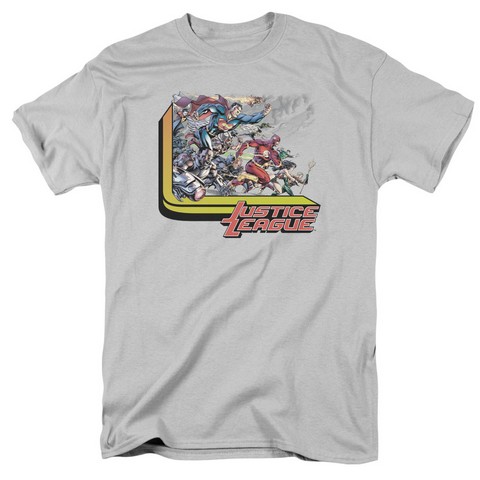 Jla-Ready To Fight Short Sleeve Adult 18-1 Tee- Silver - 2X