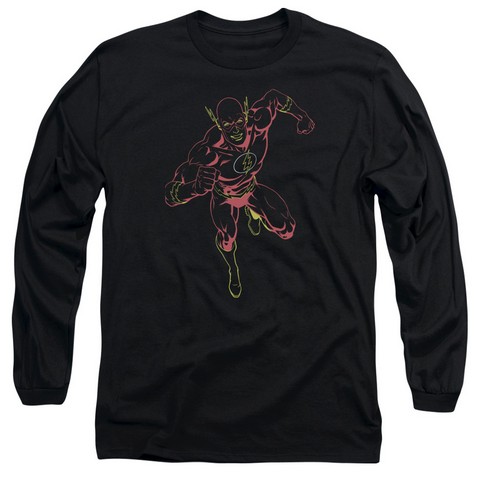 Jla-Neon Flash Long Sleeve Adult 18-1 Tee- Black - Large