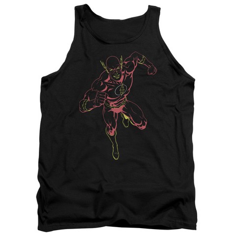 Jla-Neon Flash Adult Tank Top- Black - Medium