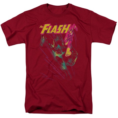 Jla-Flash Spray Short Sleeve Adult 18-1 Tee- Cardinal - 2X