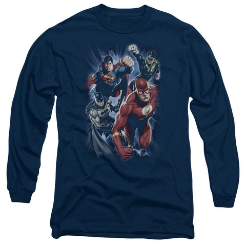 Jla-Storm Chasers Long Sleeve Adult 18-1 Tee- Navy - XL