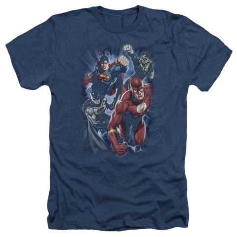 Jla-Storm Chasers Adult Heather Tee- Navy - 2X