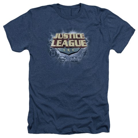 Jla-Storm Logo Adult Heather Tee- Navy - 2X