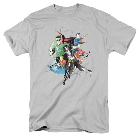 Jla-Mashup Short Sleeve Adult 18-1 Tee, Silver - 2X