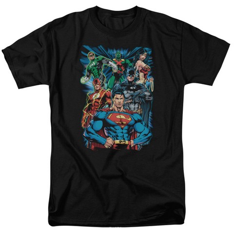 Jla-Justice Is Served Short Sleeve Adult 18-1 Tee - Black - Large