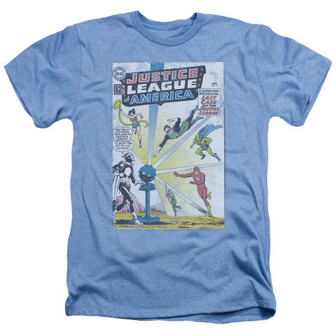 Jla-Vintage Cover 12 Adult Heather Tee- Light Blue - Small