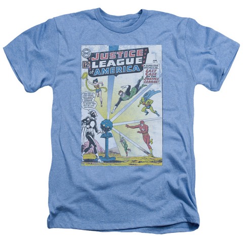 Jla-Vintage Cover 12 Adult Heather Tee- Light Blue - Small -  Trevco, JLA364-HA-4